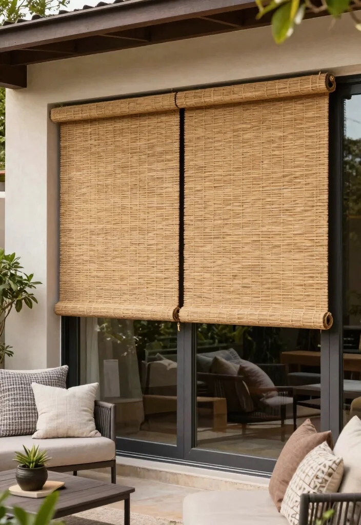 16 Patio Sliding Door Coverings Ideas for Stylish Privacy 15 16 Patio Sliding Door Coverings Ideas for Stylish Privacy - 15. Woven Wood Shades for Texture and Style 1