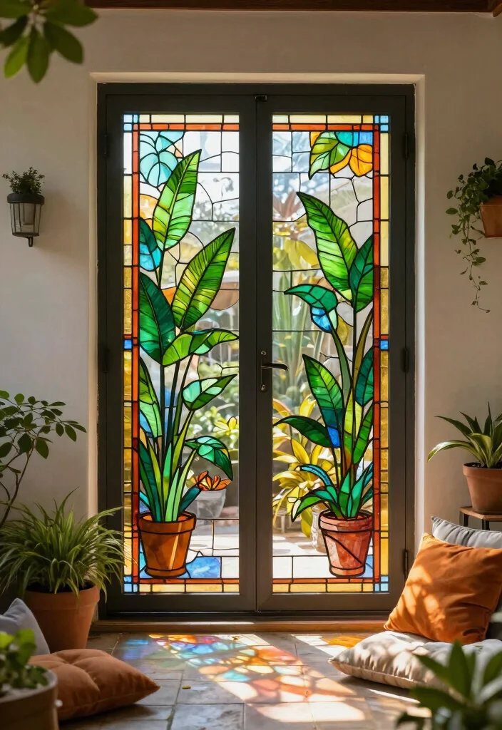 16 Patio Sliding Door Coverings Ideas for Stylish Privacy 8 16 Patio Sliding Door Coverings Ideas for Stylish Privacy - 8. Plant-Based Window Films for Unique Privacy 1