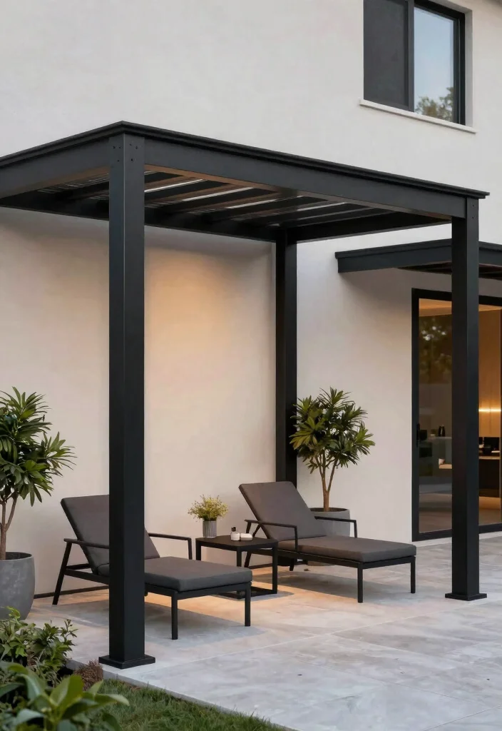 16 Porch Pergola Ideas Welcoming Front Entry Shade - 2. Modern Metal Pergola 1