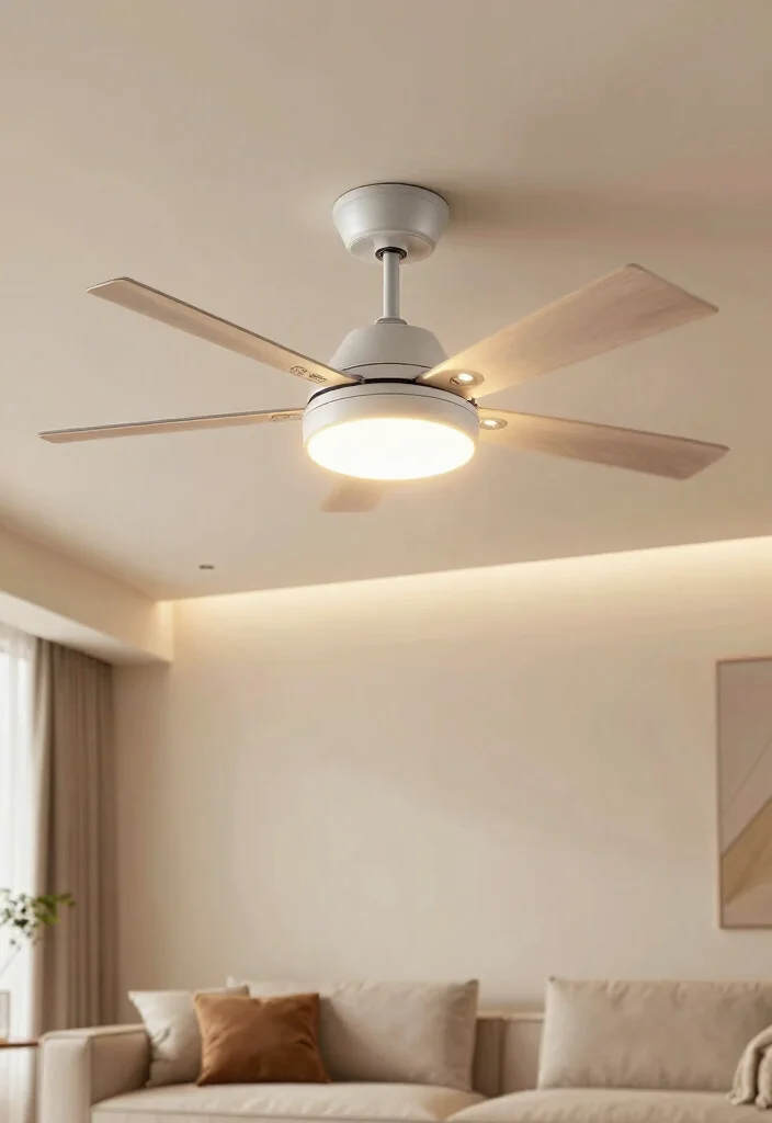 16 Profile Light Ceiling Design for Living Room Ideas Minimal Glow - 13. Multi-functional Ceiling Fans with Lights 1