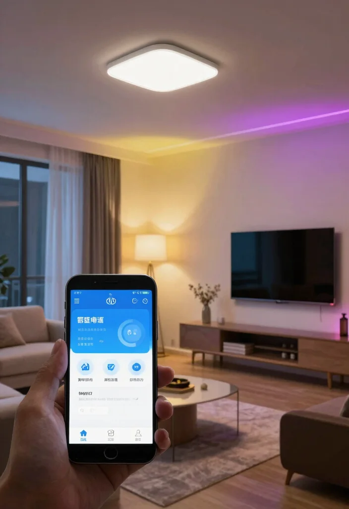 16 Profile Light Ceiling Design for Living Room Ideas Minimal Glow - 15. Smart Lighting with Control Apps 1