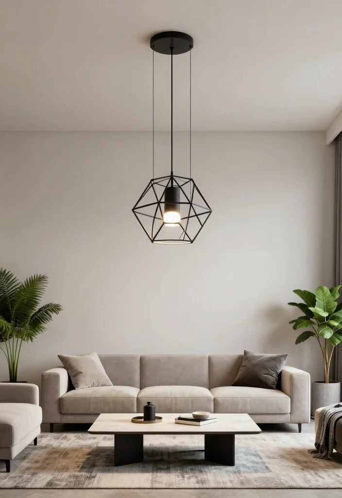 16 Profile Light Ceiling Design for Living Room Ideas Minimal Glow - 2. Geometric Pendant Lights 1