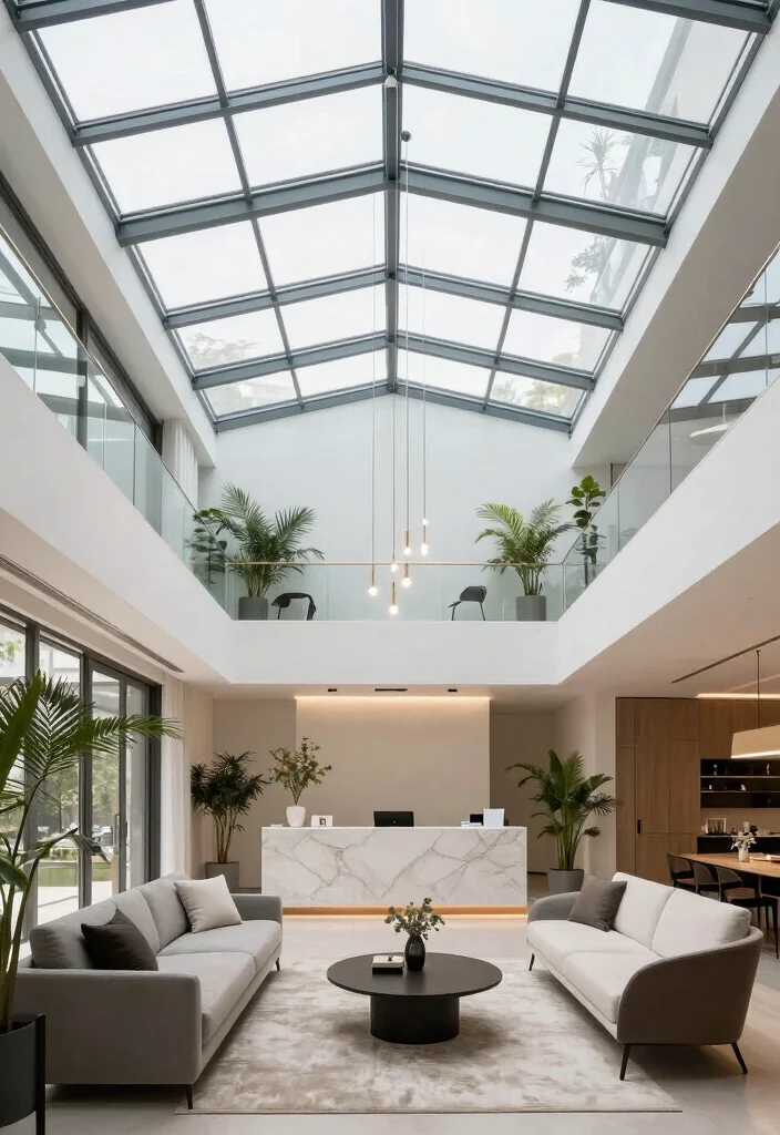 16 Reception Ceiling Design Ideas for an Elegant First Impression 11 16 Reception Ceiling Design Ideas for an Elegant First Impression - 11. Glass Ceilings for Illumination 1