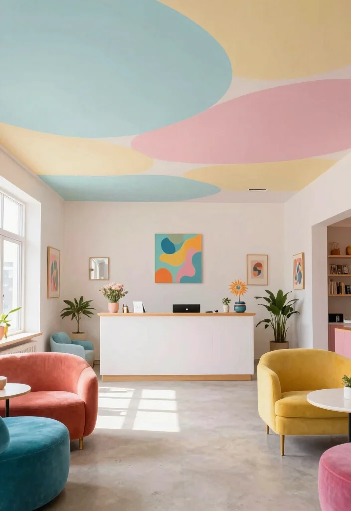16 Reception Ceiling Design Ideas for an Elegant First Impression 12 16 Reception Ceiling Design Ideas for an Elegant First Impression - 12. Colorful Painted Ceilings 1