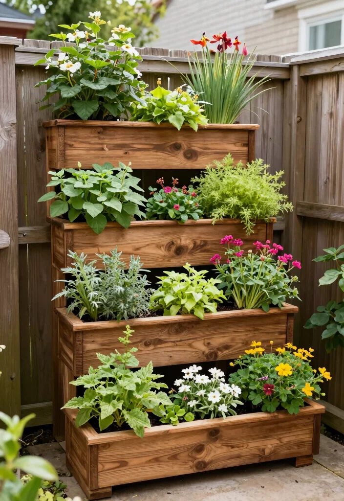 16 Side Yard Fence Ideas to Maximize Narrow Spaces 10 16 Side Yard Fence Ideas to Maximize Narrow Spaces - 10. Multi-Level Planters 1