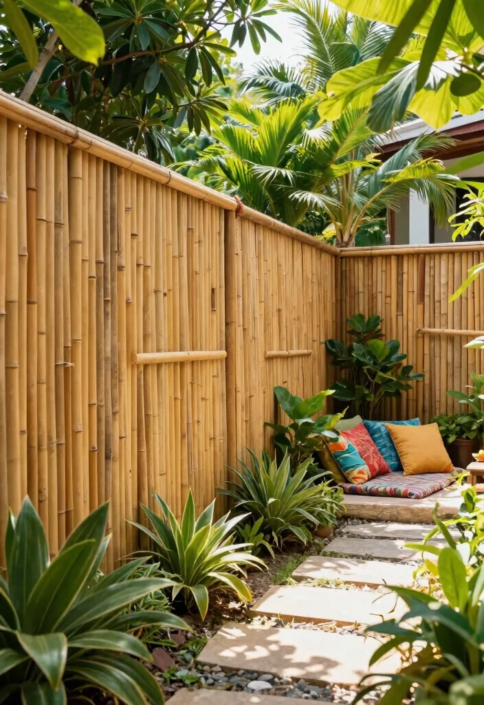 16 Side Yard Fence Ideas to Maximize Narrow Spaces 11 16 Side Yard Fence Ideas to Maximize Narrow Spaces - 11. Eco-Friendly Bamboo Fencing 1
