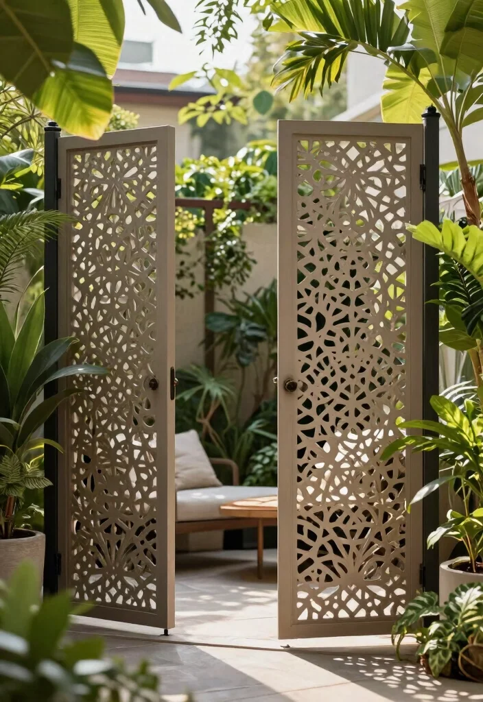 16 Side Yard Fence Ideas to Maximize Narrow Spaces 12 16 Side Yard Fence Ideas to Maximize Narrow Spaces - 12. Decorative Privacy Screens 1