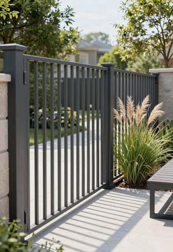 16 Side Yard Fence Ideas to Maximize Narrow Spaces 6 16 Side Yard Fence Ideas to Maximize Narrow Spaces - 6. Modern Metal Fencing 1