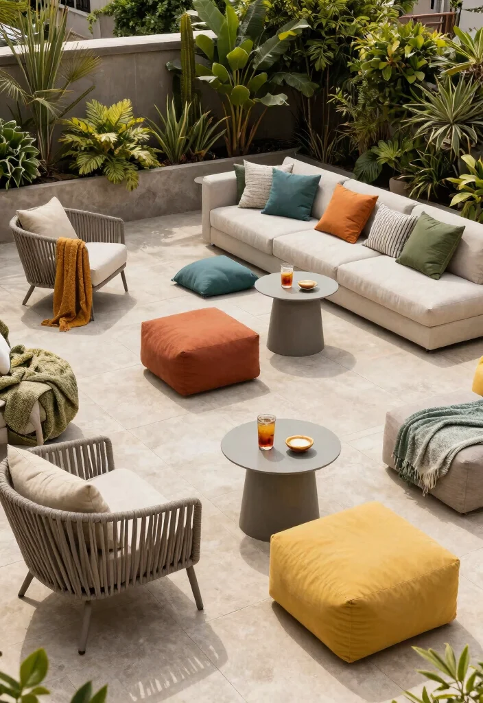 16 Terrace Living Room Ideas for Indoor-Outdoor Flow - 8. Flexible Lounging Areas 1