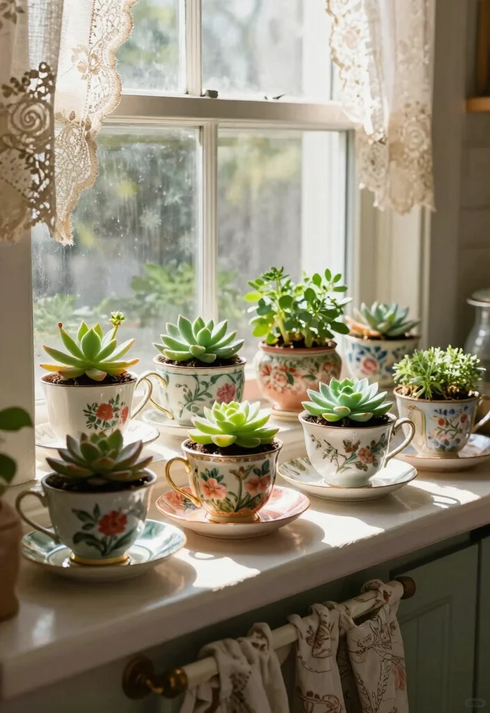 16 Unique Planter Ideas Indoor Creative Statement Pots - 2. Vintage Tea Cups 1