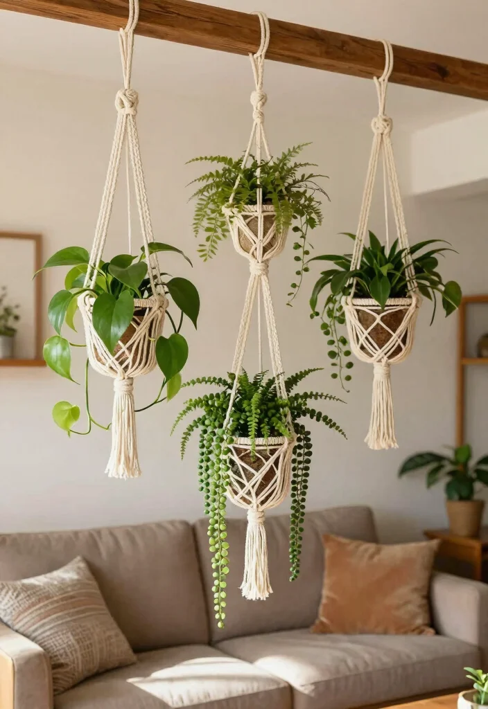 16 Unique Planter Ideas Indoor Creative Statement Pots - 3. Hanging Macramé Plant Holders 1