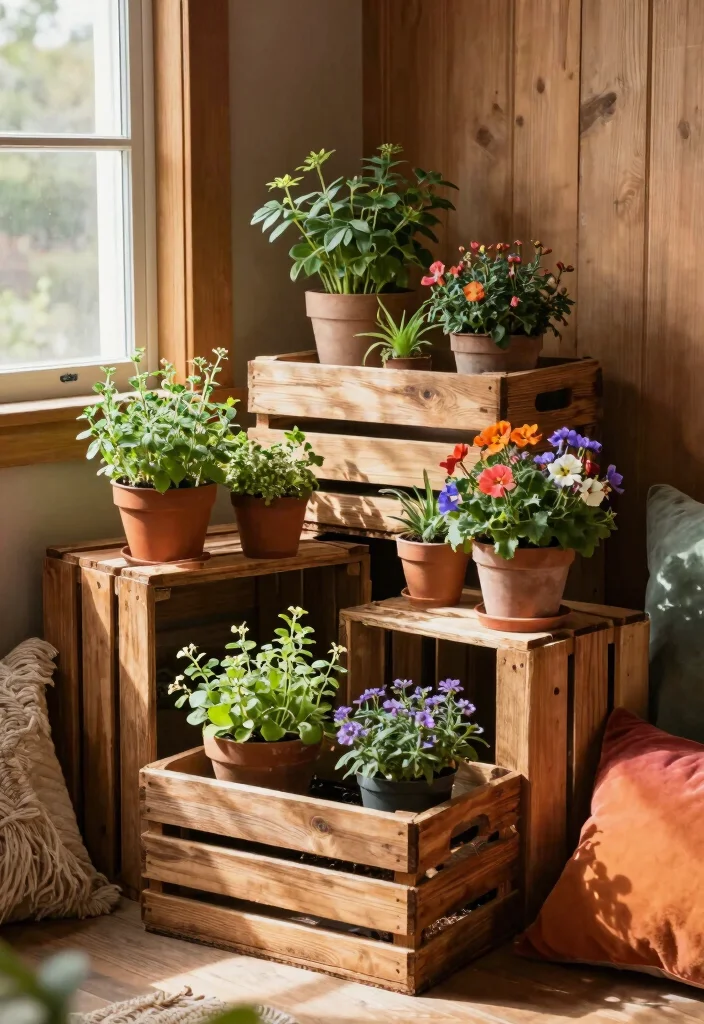 16 Unique Planter Ideas Indoor Creative Statement Pots - 4. Upcycled Wooden Crates 1