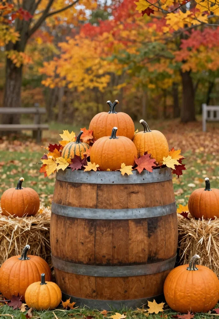 16 Whiskey Barrel Planter Ideas for Rustic Garden Charm - 6. Festive Planter for Seasonal Decor 1