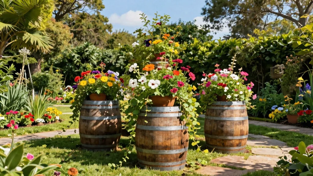16 Whiskey Barrel Planter Ideas for Rustic Garden Charm