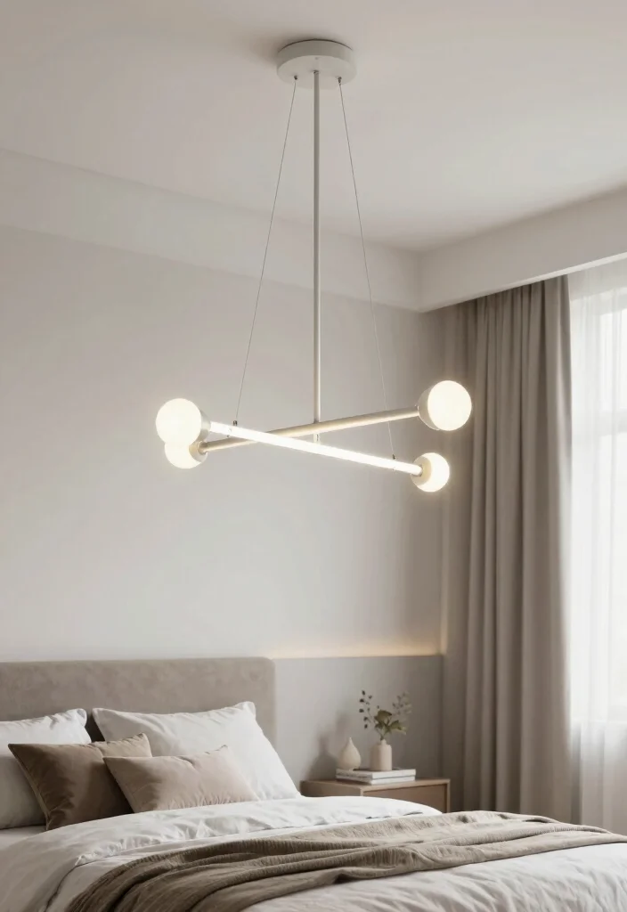 17 Down Ceiling Design Bedrooms Ideas for a Clean Layered Look - 14. Minimalist Chandeliers 1
