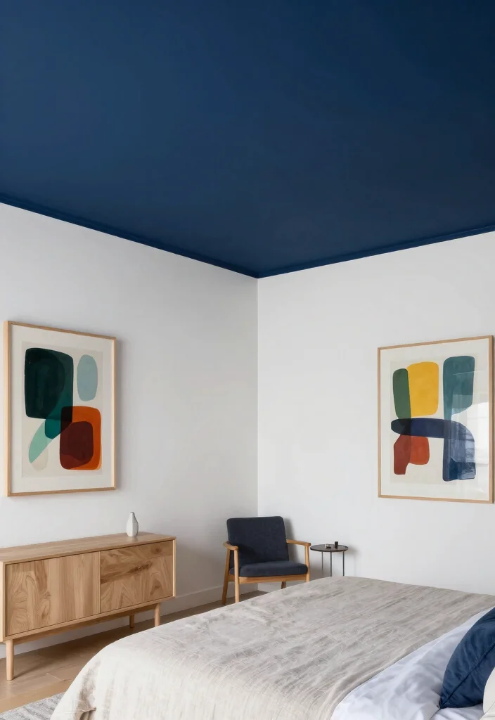 17 Down Ceiling Design Bedrooms Ideas for a Clean Layered Look - 3. Contrasting Colors 1