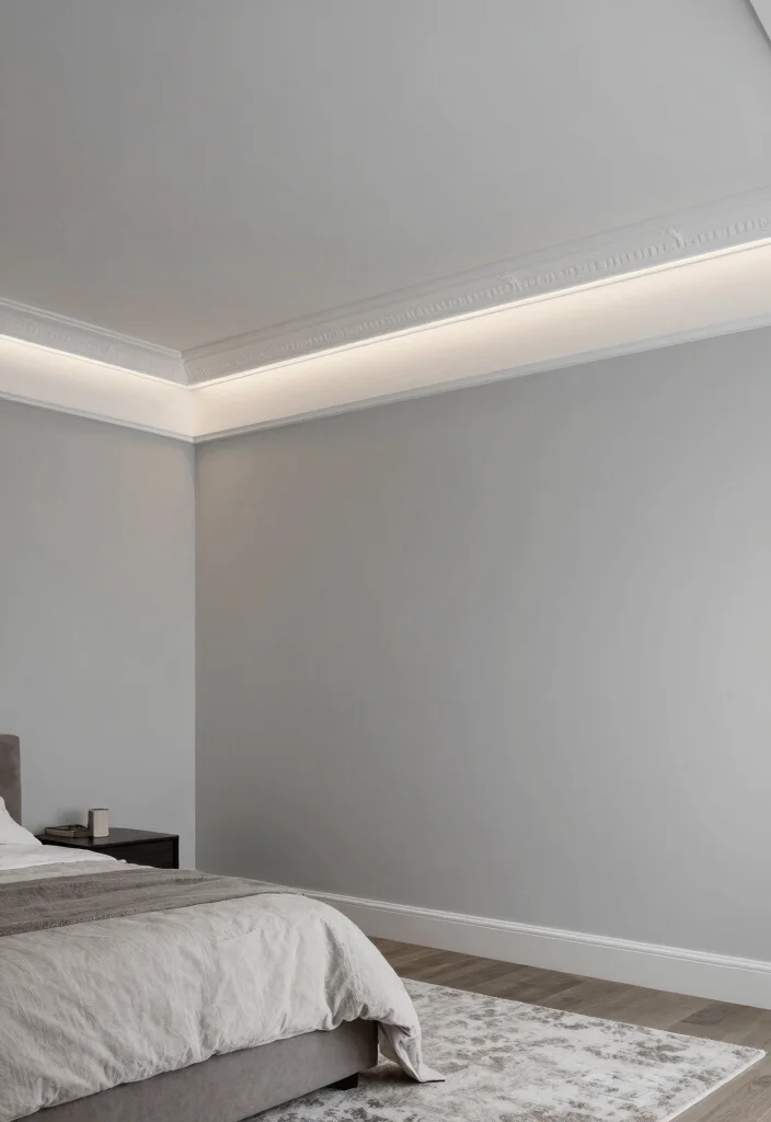 17 Down Ceiling Design Bedrooms Ideas for a Clean Layered Look - 5. Crown Molding Accents 1