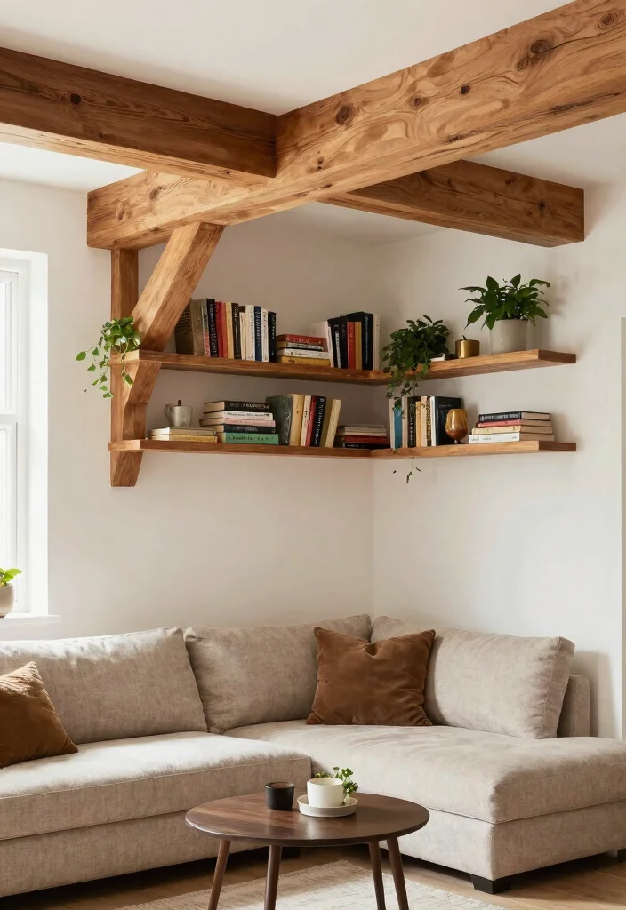 17 Faux Beams Low Ceiling Ideas Add Charm Without Height 13 17 Faux Beams Low Ceiling Ideas Add Charm Without Height - 13. Faux Beams with Integrated Shelves 1