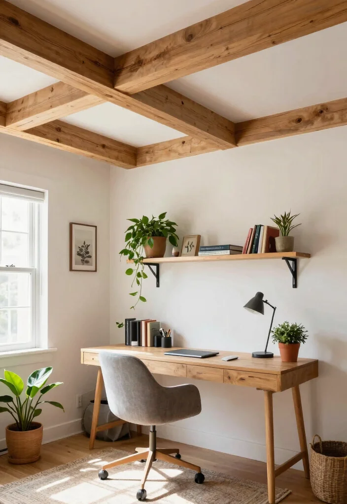 17 Faux Beams Low Ceiling Ideas Add Charm Without Height 15 17 Faux Beams Low Ceiling Ideas Add Charm Without Height - 15. Faux Beams in Home Offices for Cozy Concentration 1