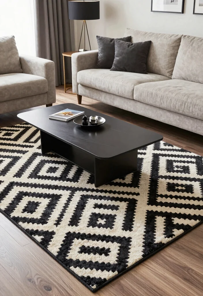 17 Mid Terrace House Ideas for Smart Narrow Living - 6. Use Area Rugs Wisely 1