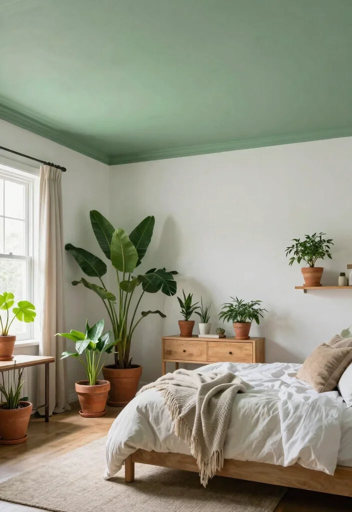 17 Painted Ceiling Bedroom Ideas: Bold Designer Statement - 7. Nature-Inspired Greens 1