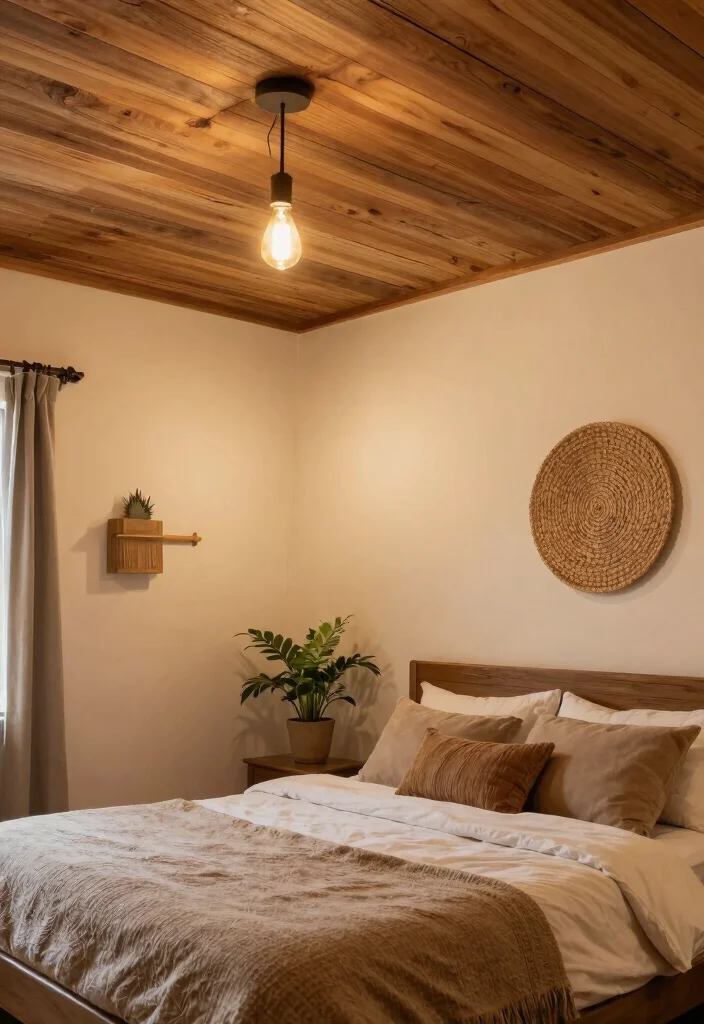 17 Painted Ceiling Bedroom Ideas: Bold Designer Statement - 9. Rustic Wood Finish 1