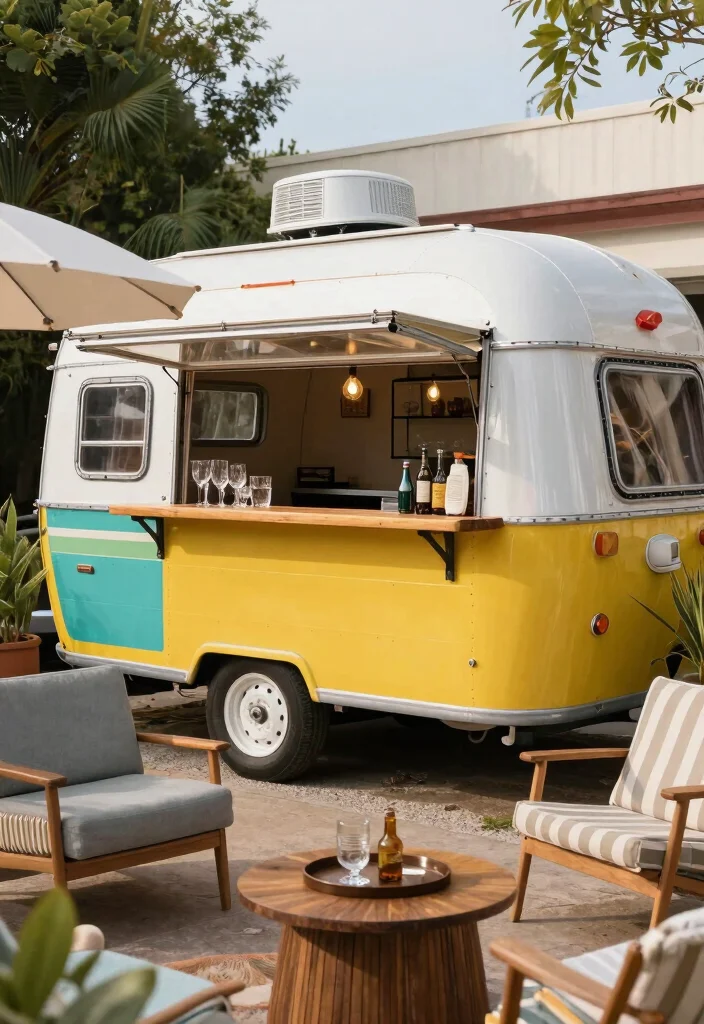 17 Patio Bar Ideas: Entertaining Outdoors Done Right - 10. Vintage Trailer Bar 1