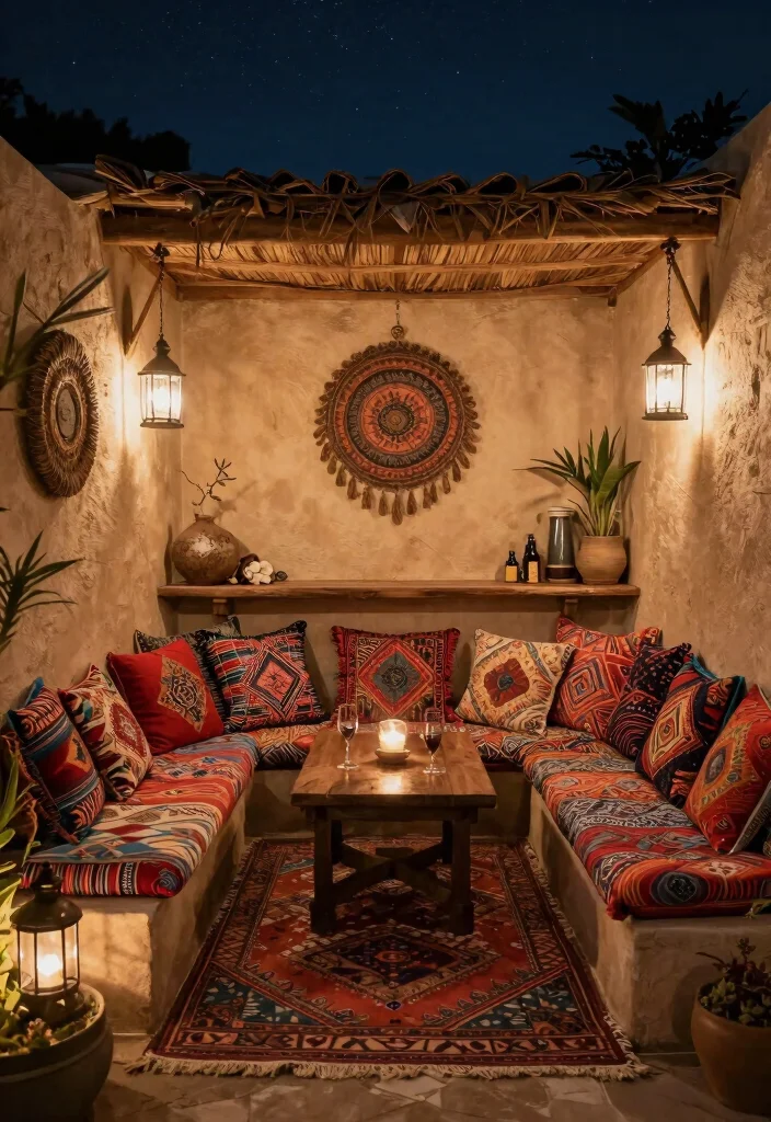 17 Patio Bar Ideas: Entertaining Outdoors Done Right - 12. Bohemian Bar Nook 1