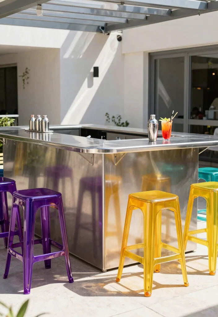 17 Patio Bar Ideas: Entertaining Outdoors Done Right - 2. Chic Metal Bar 1