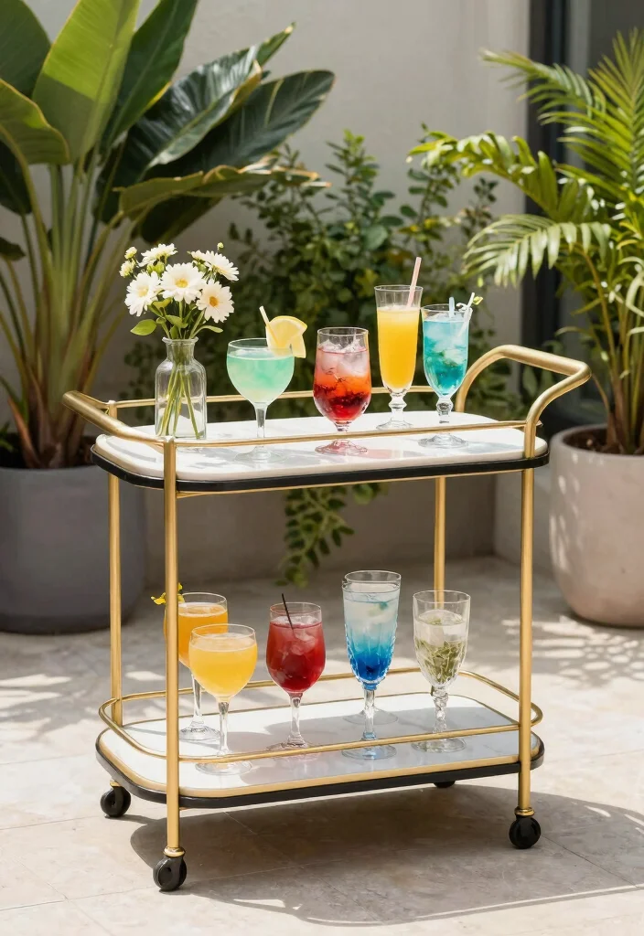 17 Patio Bar Ideas: Entertaining Outdoors Done Right - 4. Compact Bar Cart 1