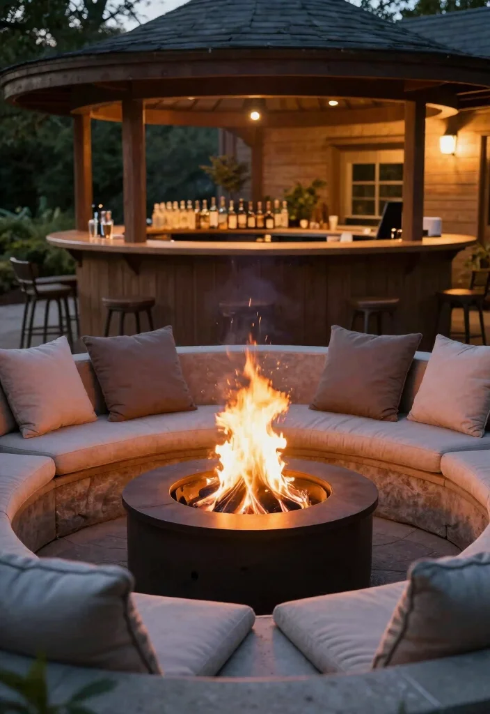 17 Patio Bar Ideas: Entertaining Outdoors Done Right - 5. Cozy Fire Pit Bar 1