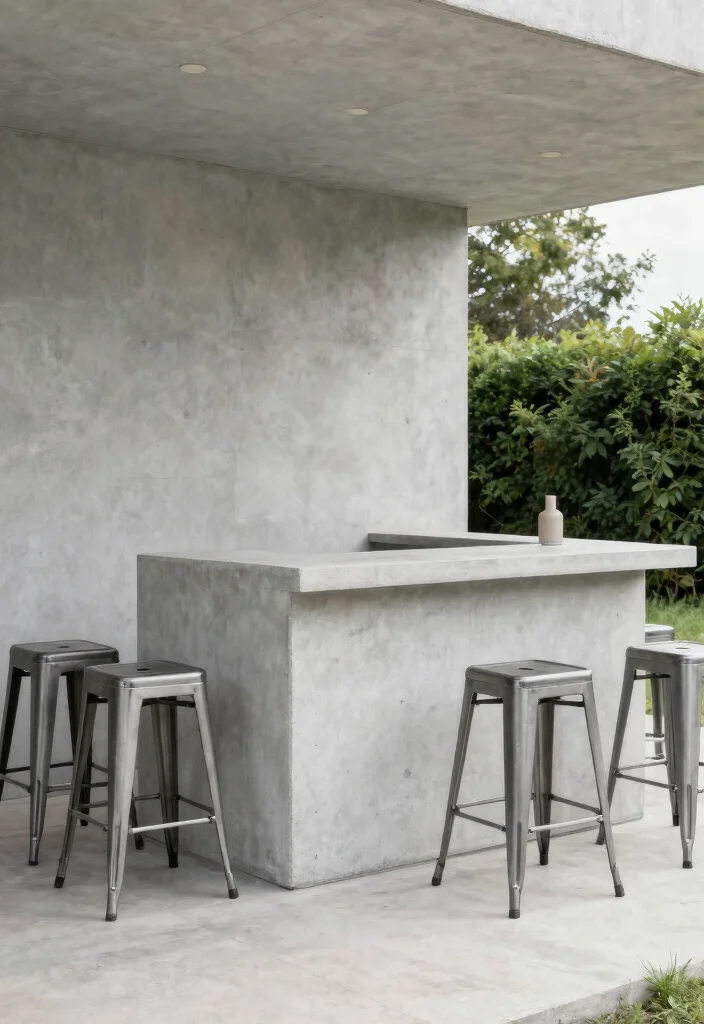 17 Patio Bar Ideas: Entertaining Outdoors Done Right - 9. Minimalist Concrete Bar 1