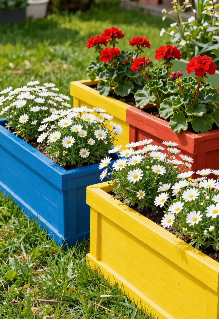 17 Planter Boxes Flowers Ideas Easy Color Boost - 10. Color-Blocked Planter Boxes 1