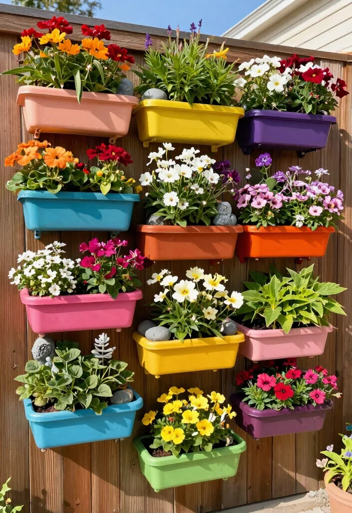 17 Planter Boxes Flowers Ideas Easy Color Boost - 11. Blooming Wall Art Planters 1