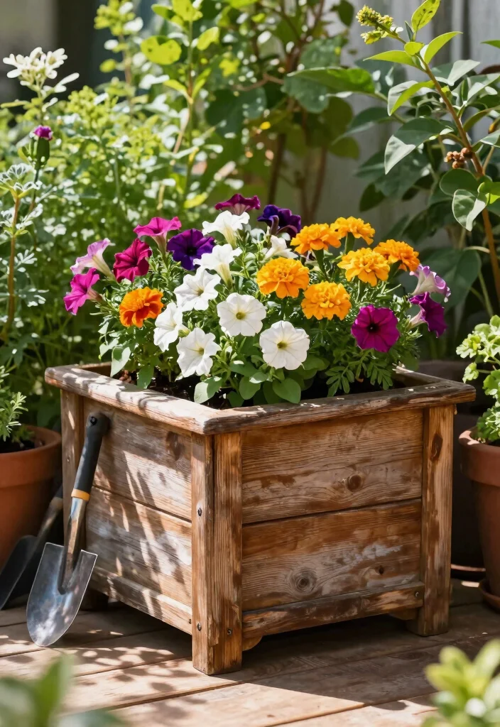 17 Planter Boxes Flowers Ideas Easy Color Boost - 2. Rustic Wooden Planter Boxes 1