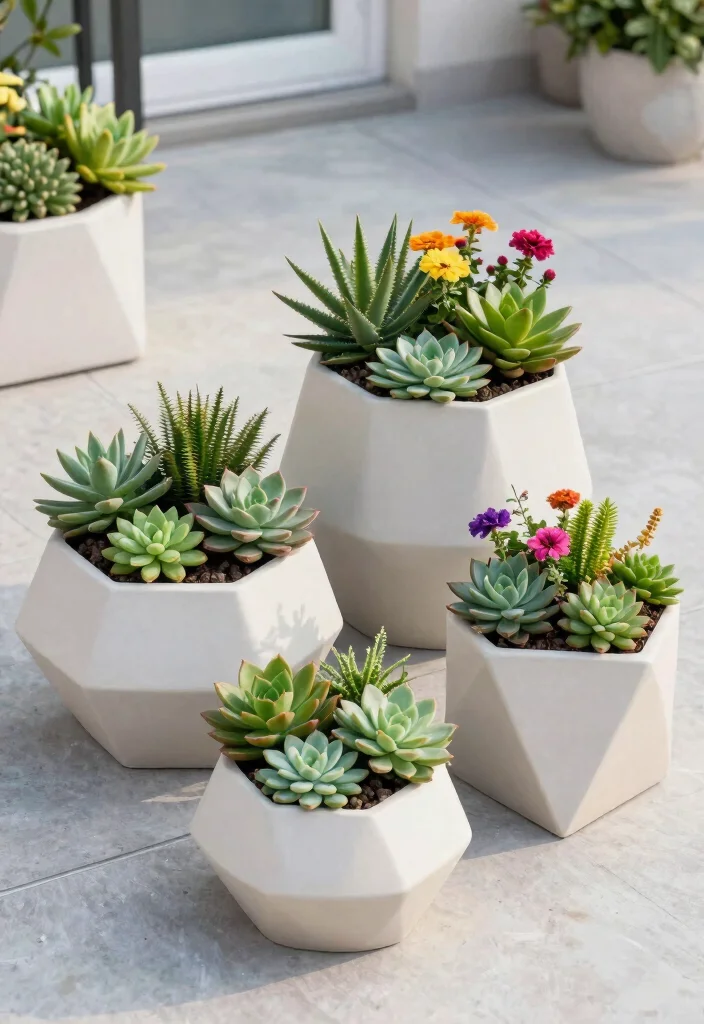 17 Planter Boxes Flowers Ideas Easy Color Boost - 5. Modern Geometric Planter Boxes 1