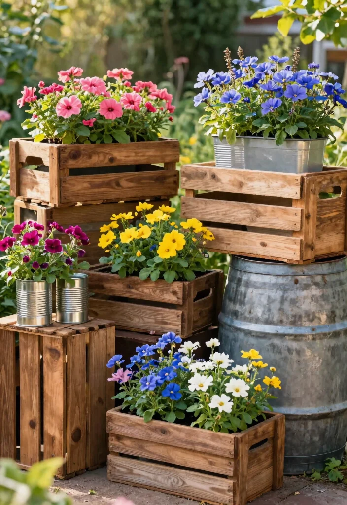 17 Planter Boxes Flowers Ideas Easy Color Boost - 7. Recycled Material Planter Boxes 1
