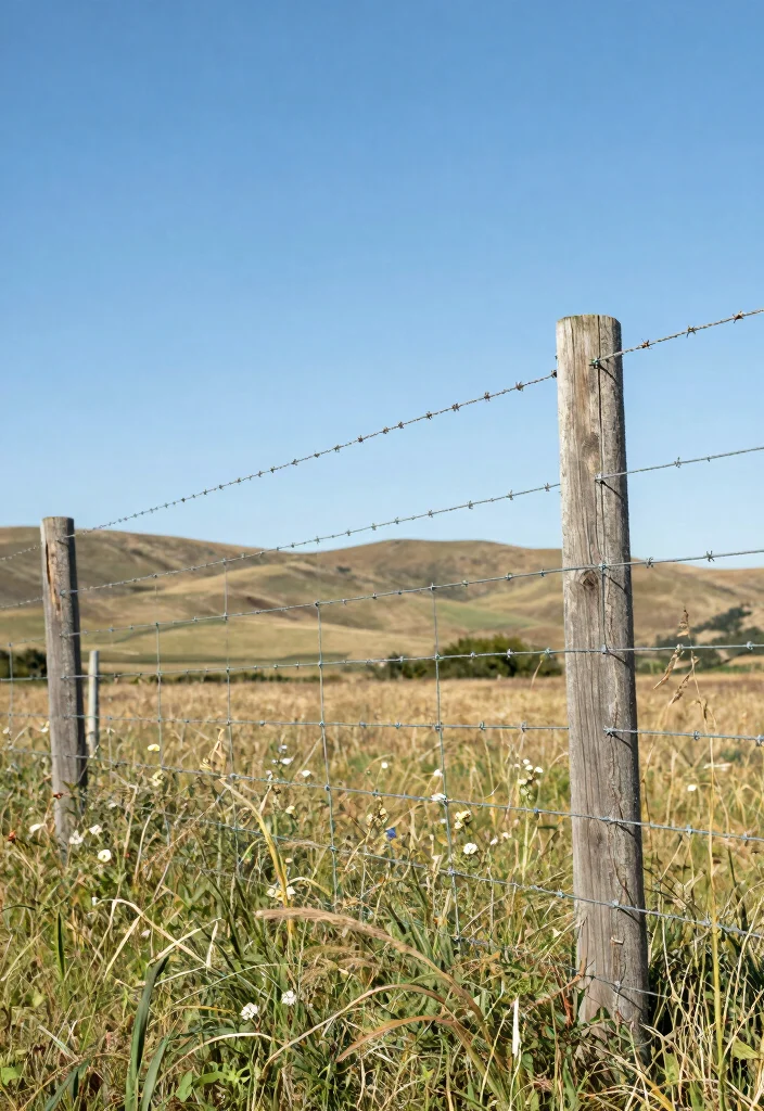 17 Ranch Fence Ideas for Rustic Wide Open Charm - 5. Barbed Wire Fencing for Functionality 1