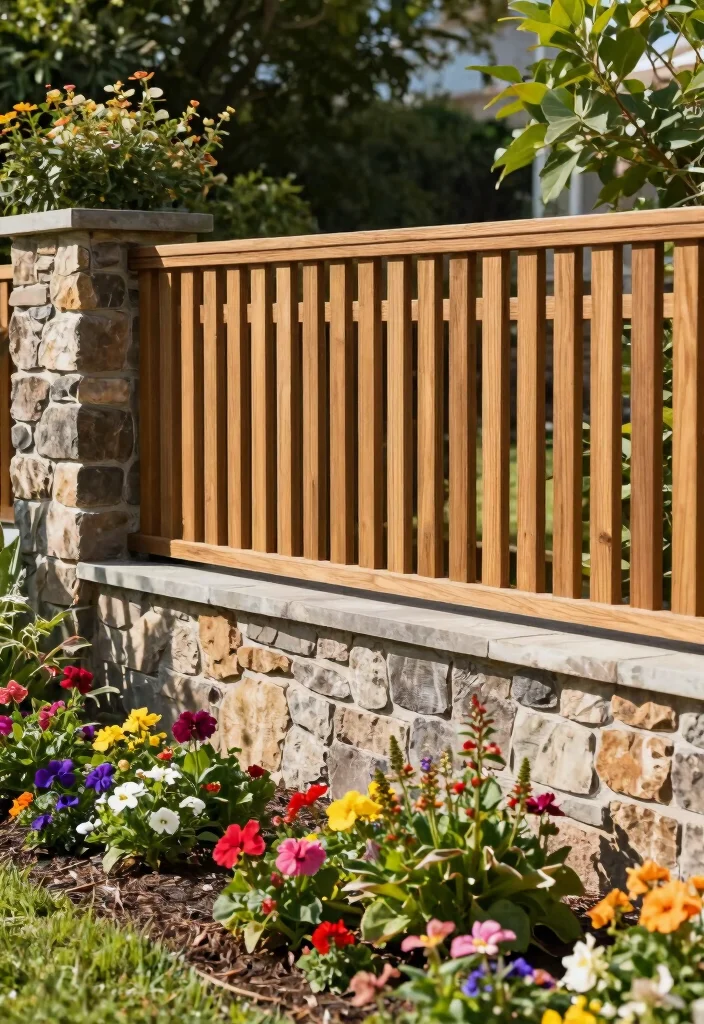 17 Ranch Fence Ideas for Rustic Wide Open Charm - 9. Stone and Wood Combo Fencing 1