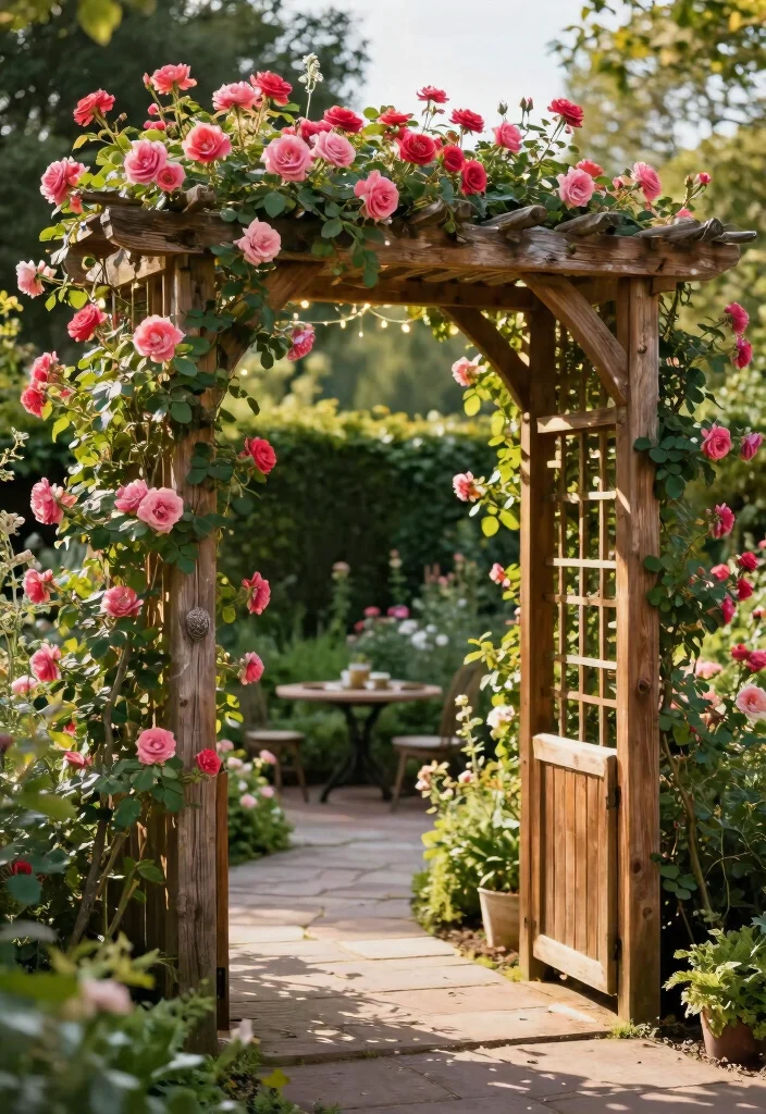 17 Rose Trellis Ideas: Romantic Blooming Structures - 1. Classic Wooden Arbor Trellis 1