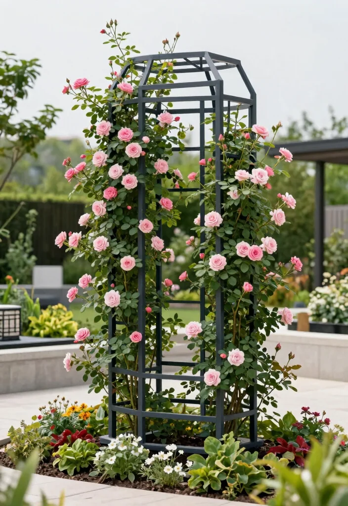 17 Rose Trellis Ideas: Romantic Blooming Structures - 13. Geometric Trellis Design 1