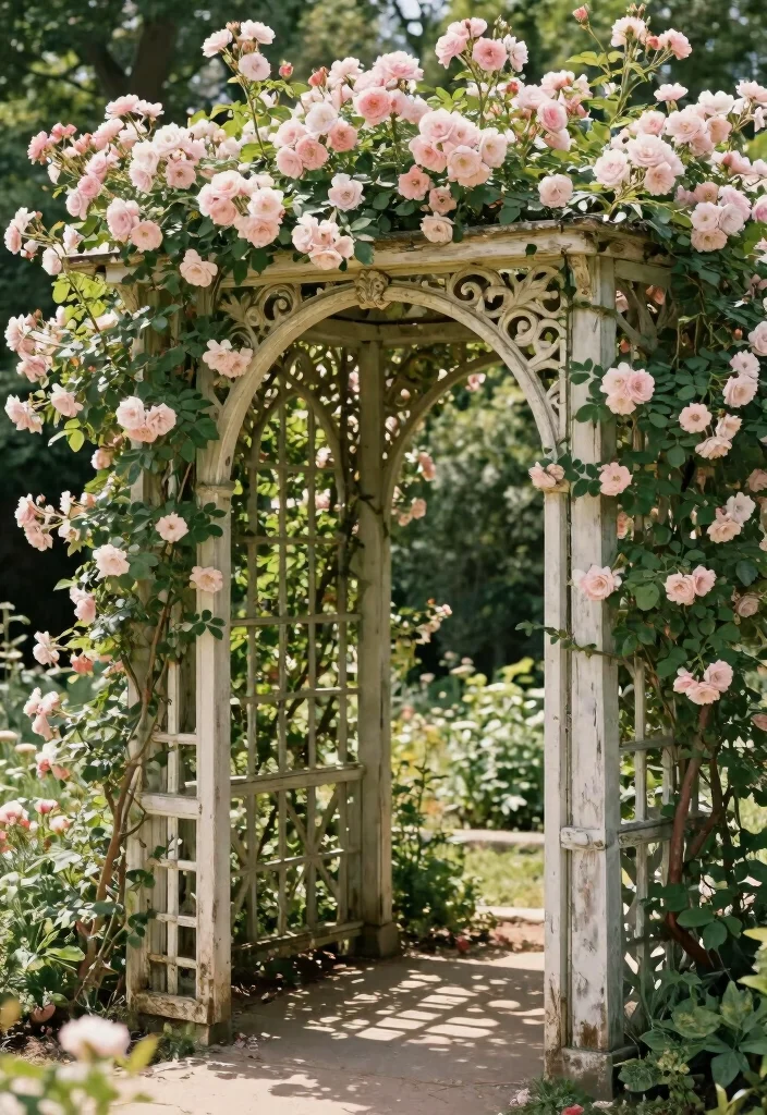 17 Rose Trellis Ideas: Romantic Blooming Structures - 16. Vintage Style Trellis 1