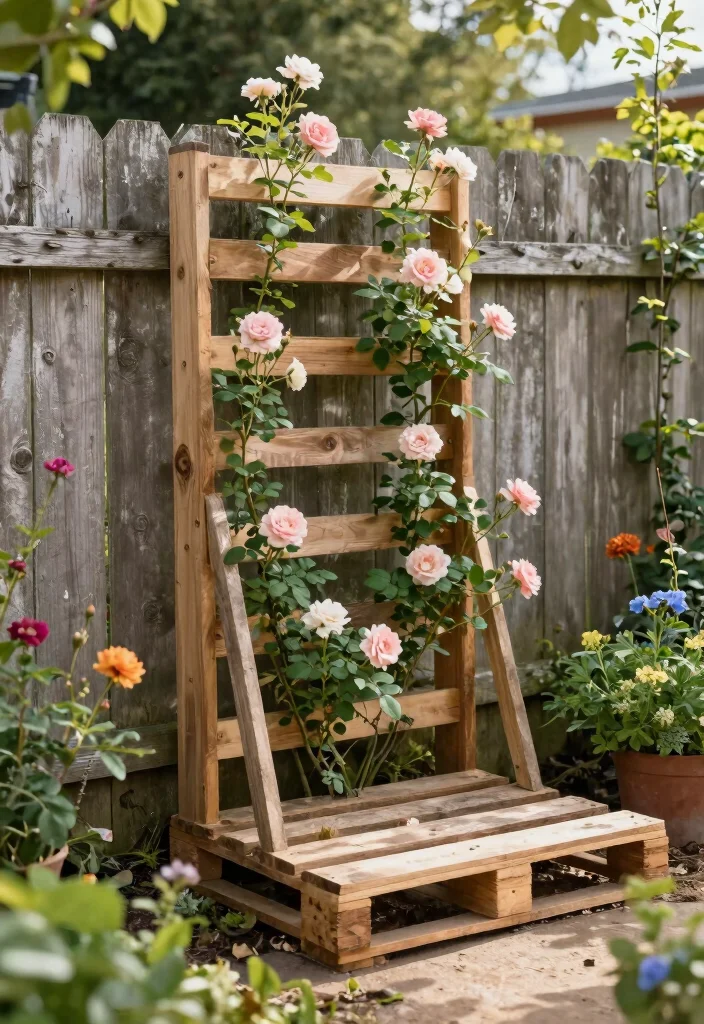 17 Rose Trellis Ideas: Romantic Blooming Structures - 3. DIY Pallet Trellis 1