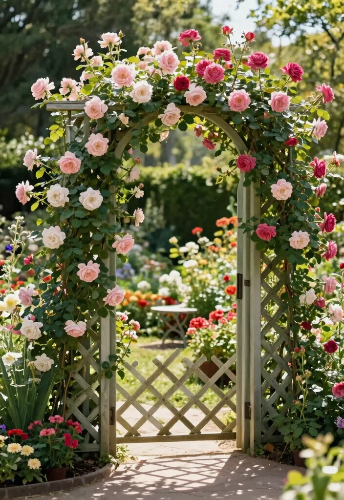 17 Rose Trellis Ideas: Romantic Blooming Structures - 5. Lattice Fence Trellis 1