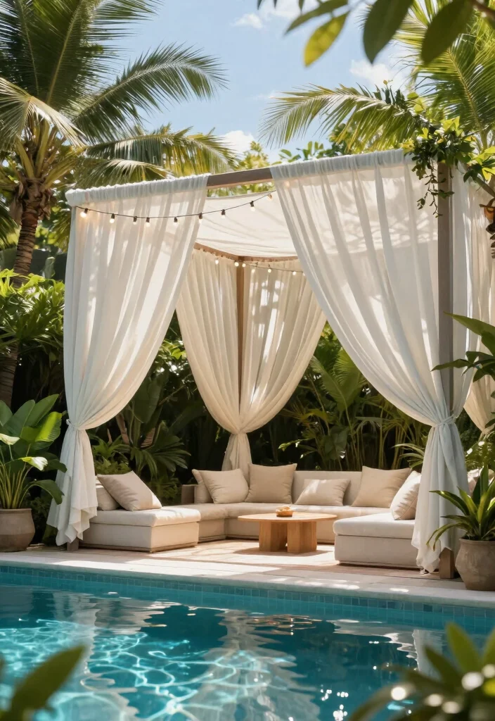 18 Covered Pool Patio Ideas for a Resort-Style Shade 1 18 Covered Pool Patio Ideas for a Resort-Style Shade - 1. Chic Fabric Canopy 1