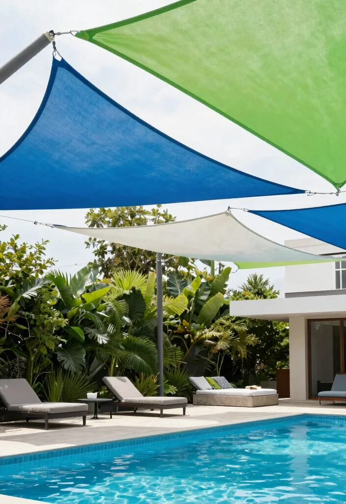 18 Covered Pool Patio Ideas for a Resort-Style Shade 12 18 Covered Pool Patio Ideas for a Resort-Style Shade - 12. Shade Sail Above the Pool 1