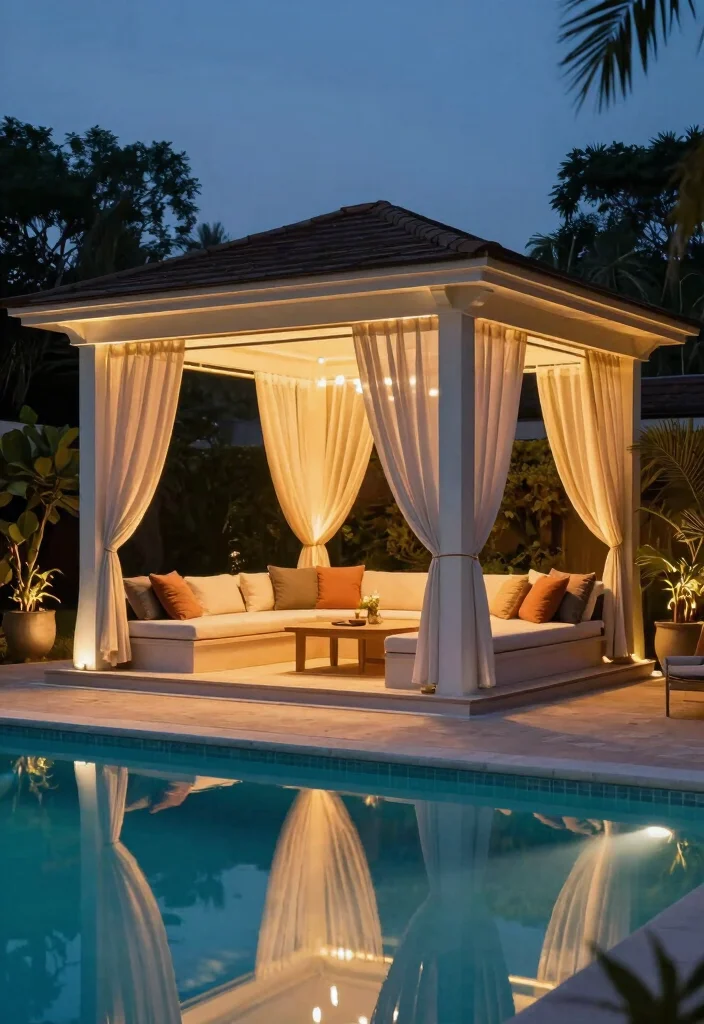 18 Covered Pool Patio Ideas for a Resort-Style Shade 13 18 Covered Pool Patio Ideas for a Resort-Style Shade - 13. Pavilion with Built-in Lighting 1