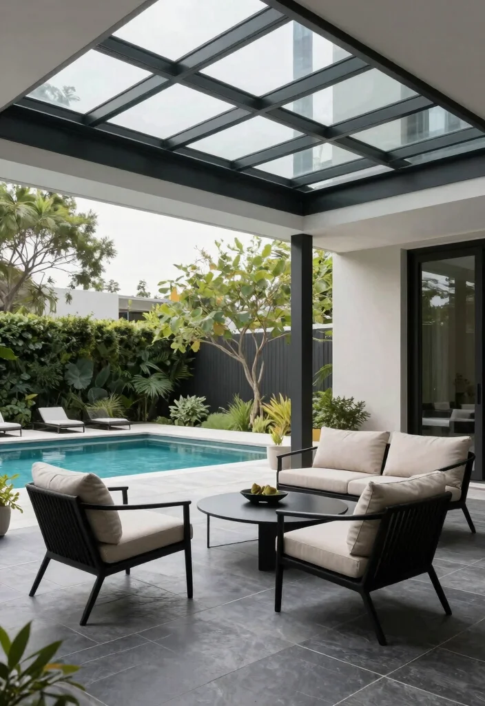 18 Covered Pool Patio Ideas for a Resort-Style Shade 3 18 Covered Pool Patio Ideas for a Resort-Style Shade - 3. Modern Glass Roof 1