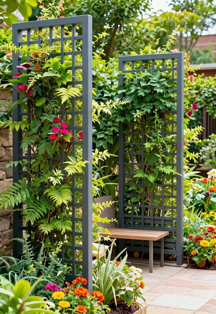 18 Metal Privacy Fence Ideas to Secure Your Modern Screening - 11. Modern Metal Lattice Fencing 1