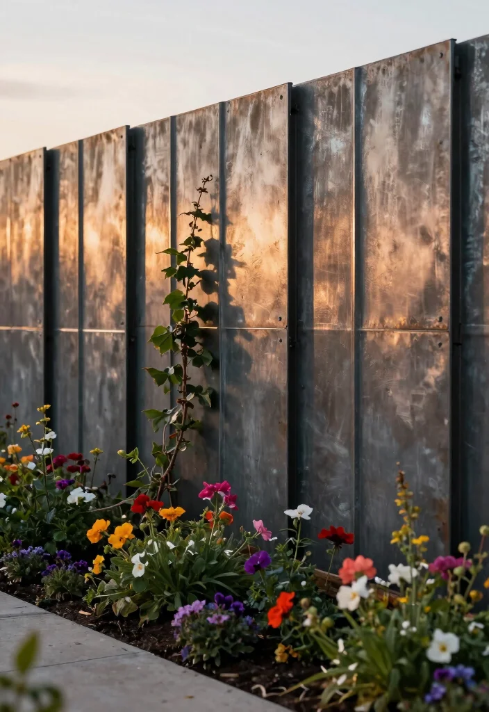 18 Modern Metal Fence Ideas: Sleek, Durable Style 1 18 Modern Metal Fence Ideas: Sleek, Durable Style - 1. Industrial Chic: Raw Metal Panels 1